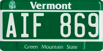 VT license plate AIF869