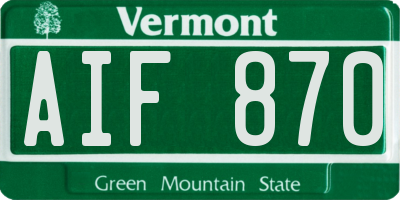 VT license plate AIF870