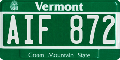 VT license plate AIF872