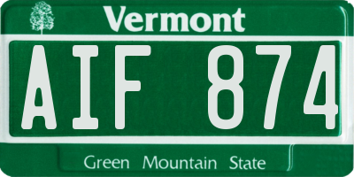 VT license plate AIF874