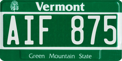 VT license plate AIF875