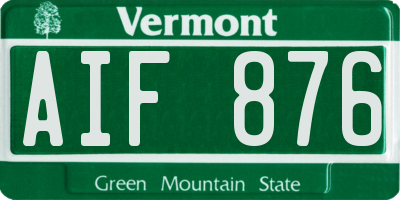 VT license plate AIF876