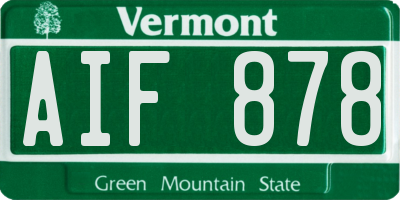 VT license plate AIF878