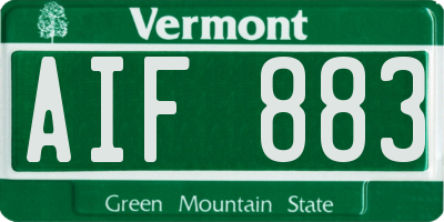 VT license plate AIF883