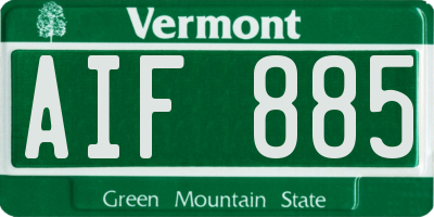 VT license plate AIF885