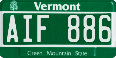 VT license plate AIF886