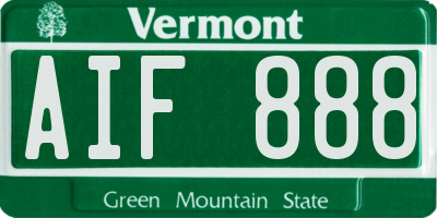 VT license plate AIF888