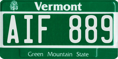 VT license plate AIF889