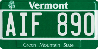 VT license plate AIF890