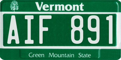 VT license plate AIF891