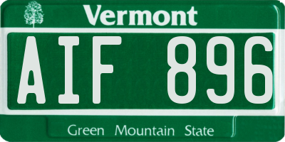 VT license plate AIF896