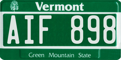 VT license plate AIF898