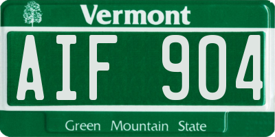 VT license plate AIF904