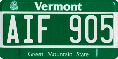 VT license plate AIF905
