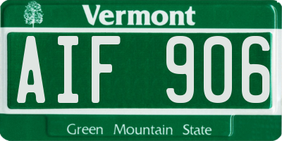 VT license plate AIF906