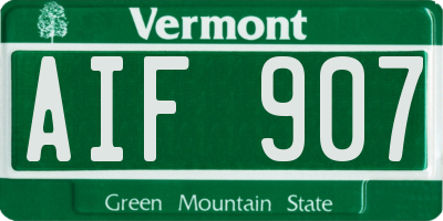 VT license plate AIF907