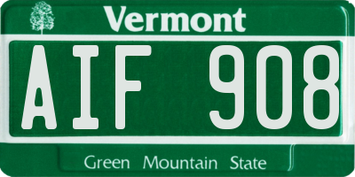 VT license plate AIF908