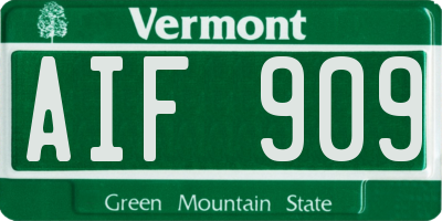 VT license plate AIF909