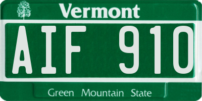 VT license plate AIF910