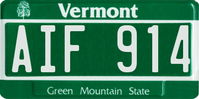 VT license plate AIF914