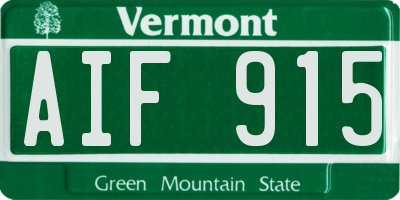 VT license plate AIF915