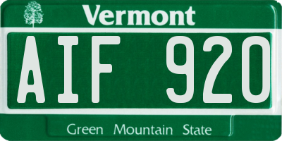 VT license plate AIF920