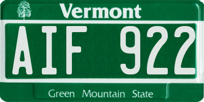 VT license plate AIF922
