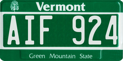 VT license plate AIF924