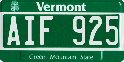 VT license plate AIF925