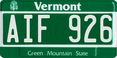 VT license plate AIF926