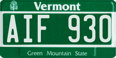 VT license plate AIF930