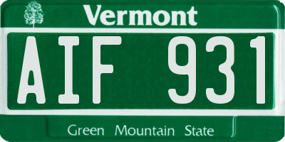 VT license plate AIF931