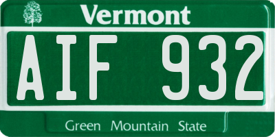 VT license plate AIF932