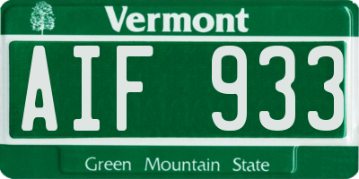 VT license plate AIF933
