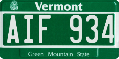 VT license plate AIF934