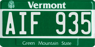 VT license plate AIF935