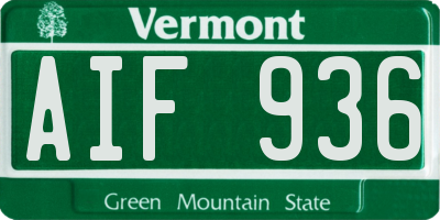 VT license plate AIF936