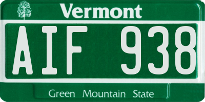 VT license plate AIF938