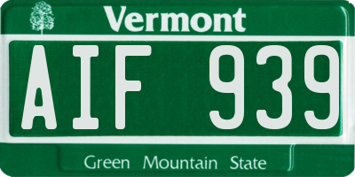 VT license plate AIF939