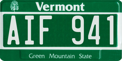 VT license plate AIF941