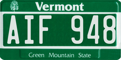 VT license plate AIF948