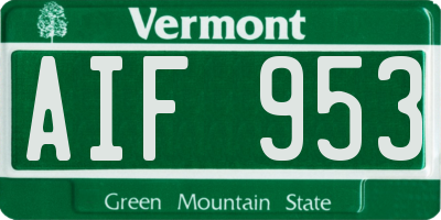 VT license plate AIF953