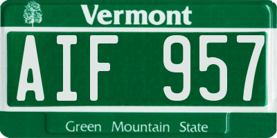 VT license plate AIF957