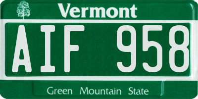 VT license plate AIF958