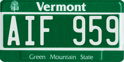 VT license plate AIF959
