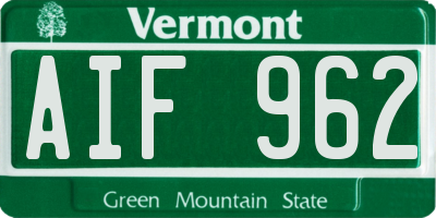 VT license plate AIF962