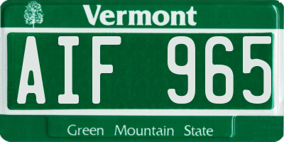 VT license plate AIF965
