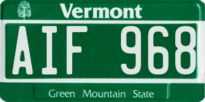 VT license plate AIF968