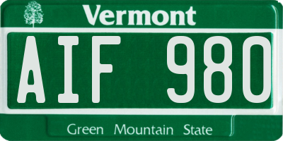 VT license plate AIF980