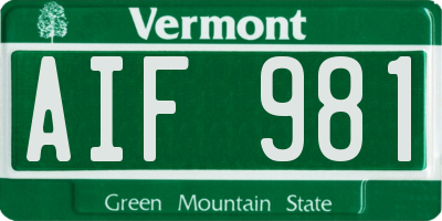 VT license plate AIF981